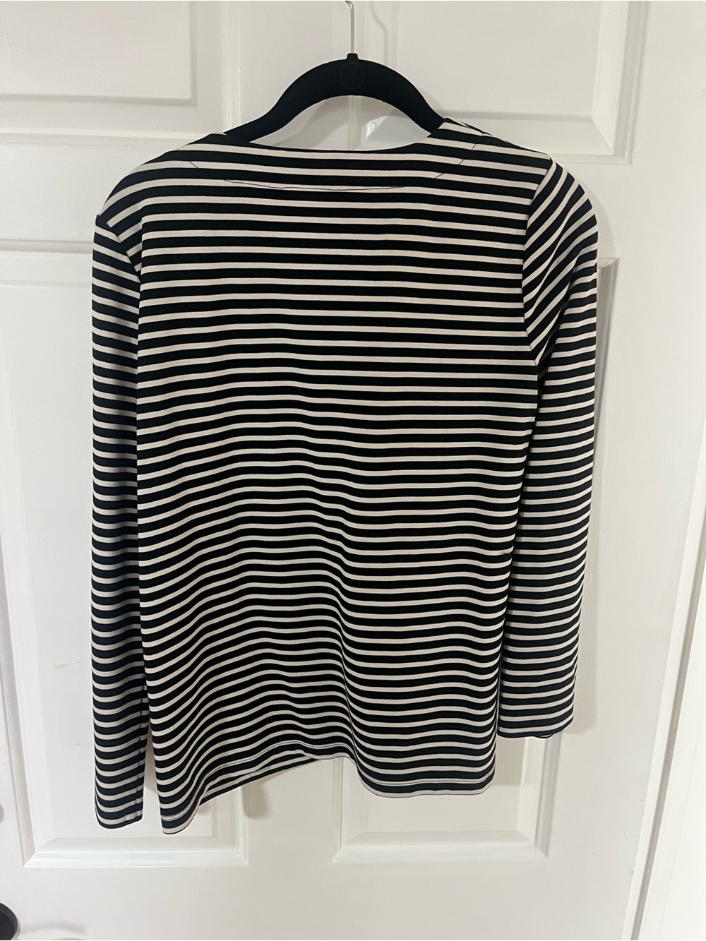 Draper James Black And White Striped Tie-Neck Top View 3